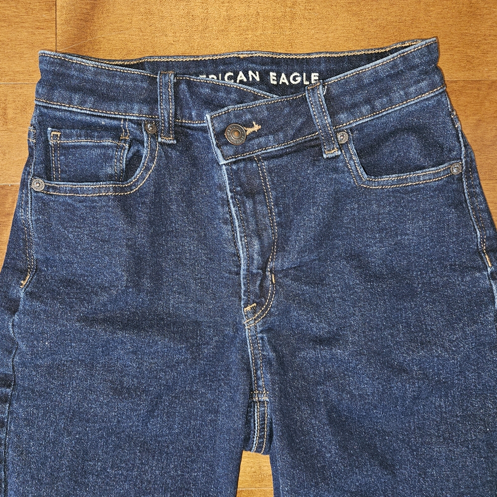 American Eagle Dark Blue Stretch Mom Jeans